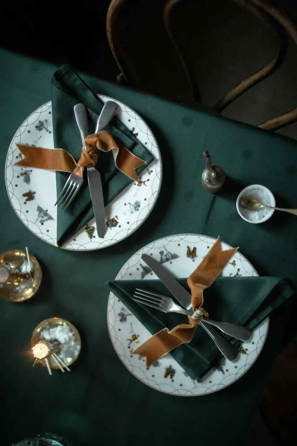 New Wik & Walsøe Christmas morning fabric napkin 45x45 cm 2-pack, White-green WhiteGreen