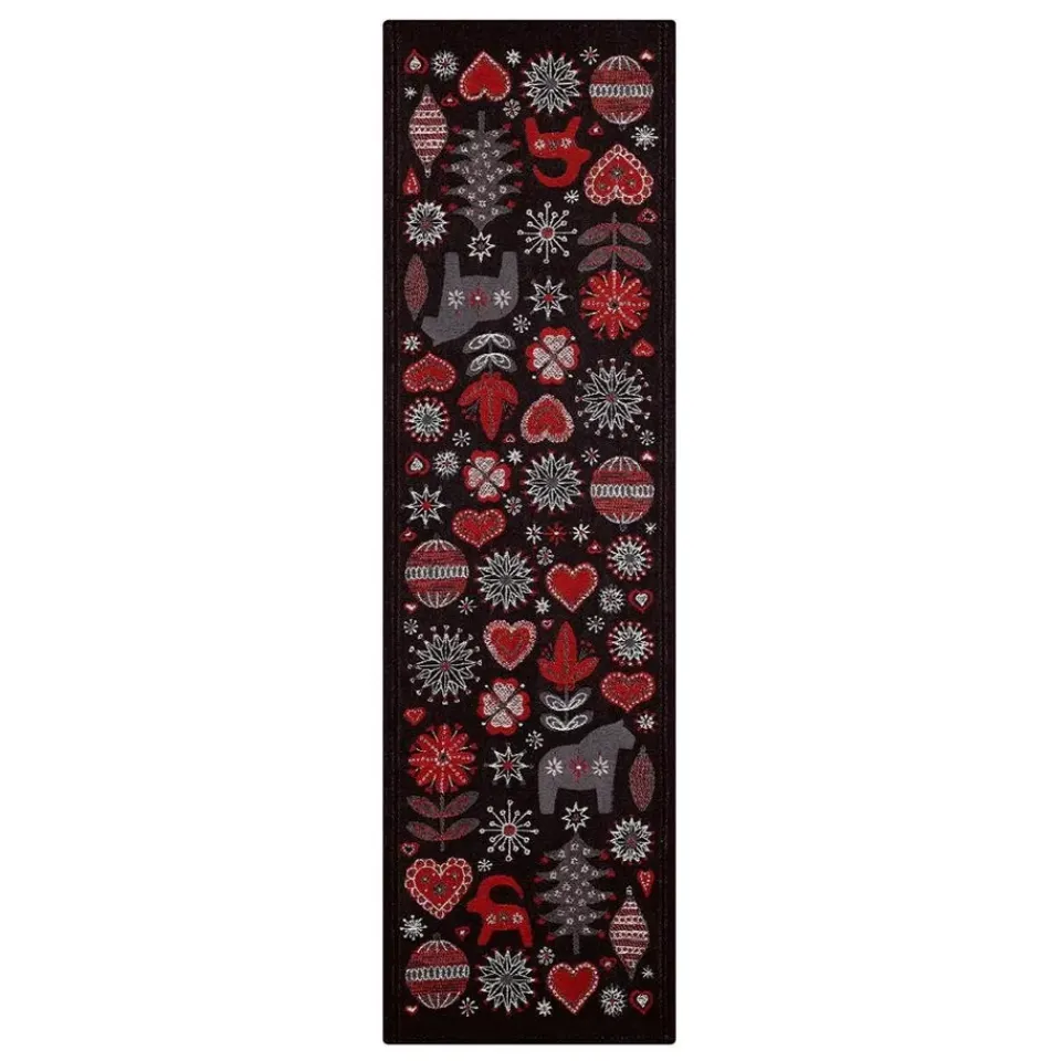 Discount Ekelund Linneväveri Christmas night runner, black RedBlack