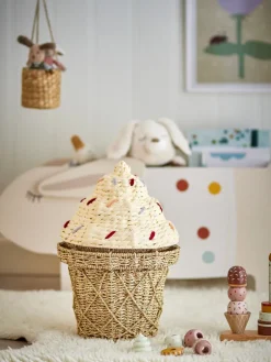 Storage For The Kids Room^Bloomingville Cillie basket with lid 28x41 cm, Natural Brown