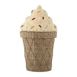 Storage For The Kids Room^Bloomingville Cillie storage basket with lid Ø40 cm, Nature ice cream BrownBeige
