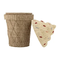Storage For The Kids Room^Bloomingville Cillie storage basket with lid Ø40 cm, Nature ice cream BrownBeige