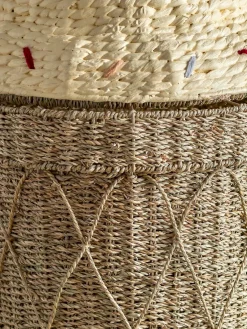 Storage For The Kids Room^Bloomingville Cillie storage basket with lid Ø40 cm, Nature ice cream BrownBeige