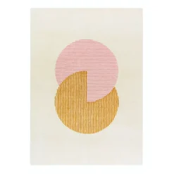 Clearance NJRD Circles wool rug pink, 170x240 cm Multi