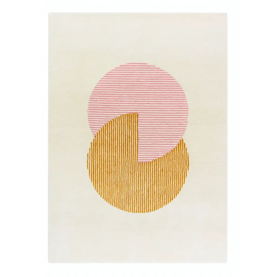 Clearance NJRD Circles wool rug pink, 170x240 cm Multi