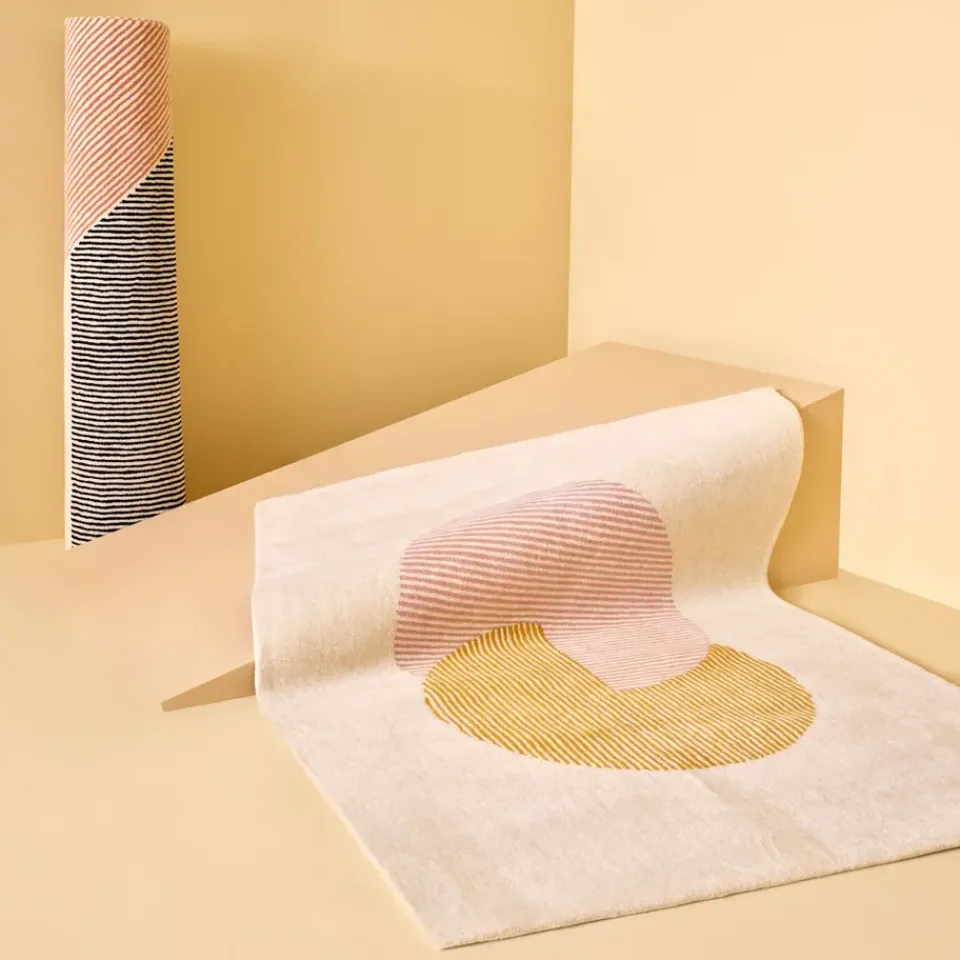Clearance NJRD Circles wool rug pink, 170x240 cm Multi