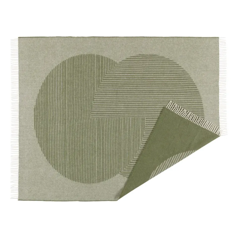 Wool Blankets & Throws^NJRD Circles wool throw 130x185 cm, Green