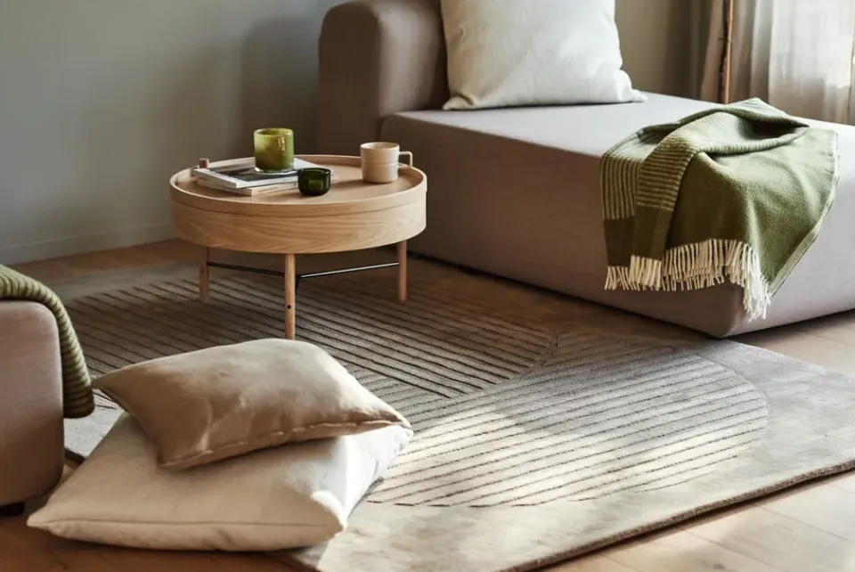 Wool Blankets & Throws^NJRD Circles wool throw 130x185 cm, Green