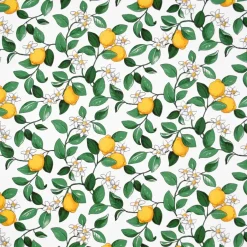 Fabric By The Metre^Arvidssons Textil Citronlycka fabric, white GreenYellowWhite