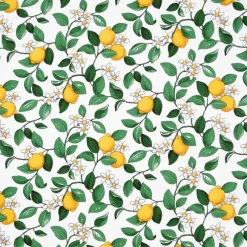 Fabric By The Metre|Oilcloths^Arvidssons Textil Citronlycka oilcloth, white GreenYellowWhite