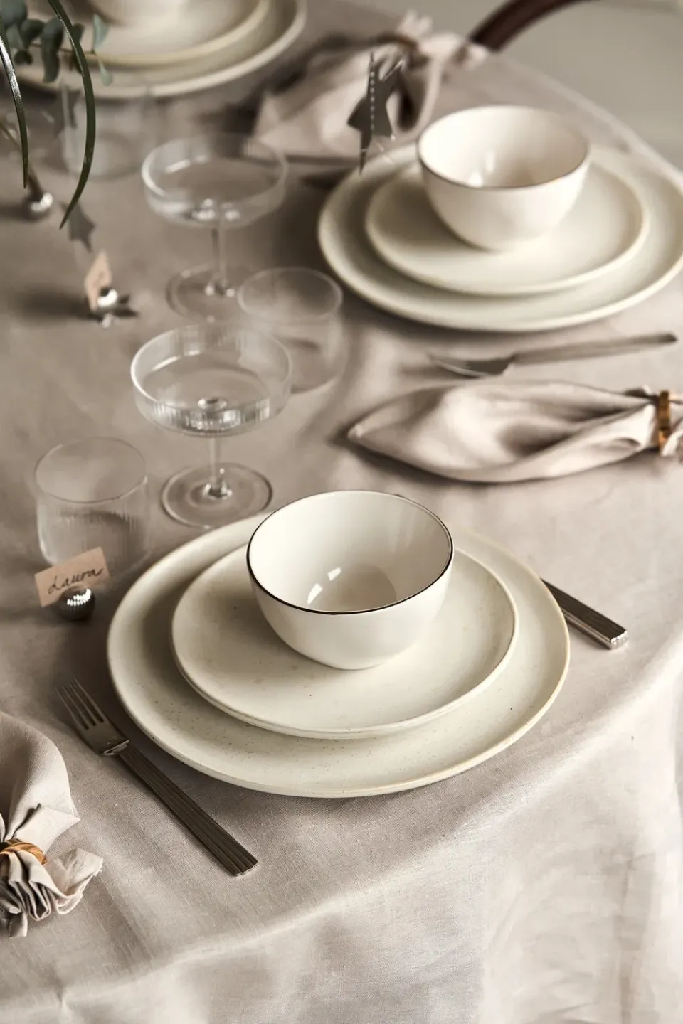 Tablecloths^Scandi Living Clean linen table cloth 145x350 cm , Greige BeigeGrey
