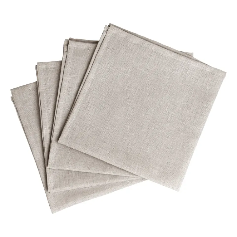 Linen & Cotton Napkins^Scandi Living Clean serviettes 45 x 45 cm 4-pack, Greige BeigeGrey