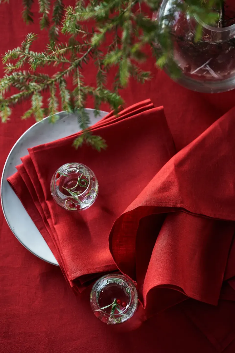 Linen & Cotton Napkins^Scandi Living Clean serviettes 45 x 45 cm 4-pack, Red