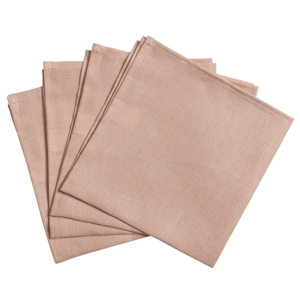 Linen & Cotton Napkins^Scandi Living Clean serviettes 45 x 45 cm 4-pack, dusty rose Pink