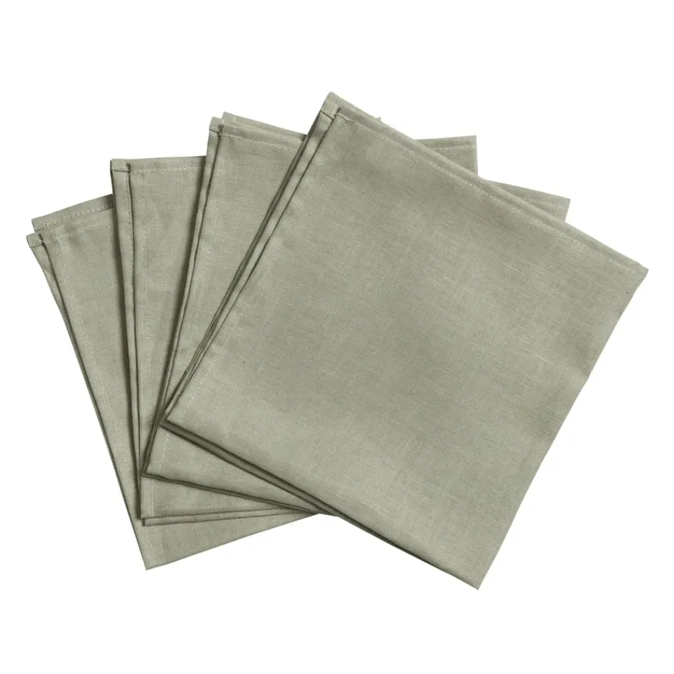 Linen & Cotton Napkins^Scandi Living Clean serviettes 45 x 45 cm 4-pack, dusty Green