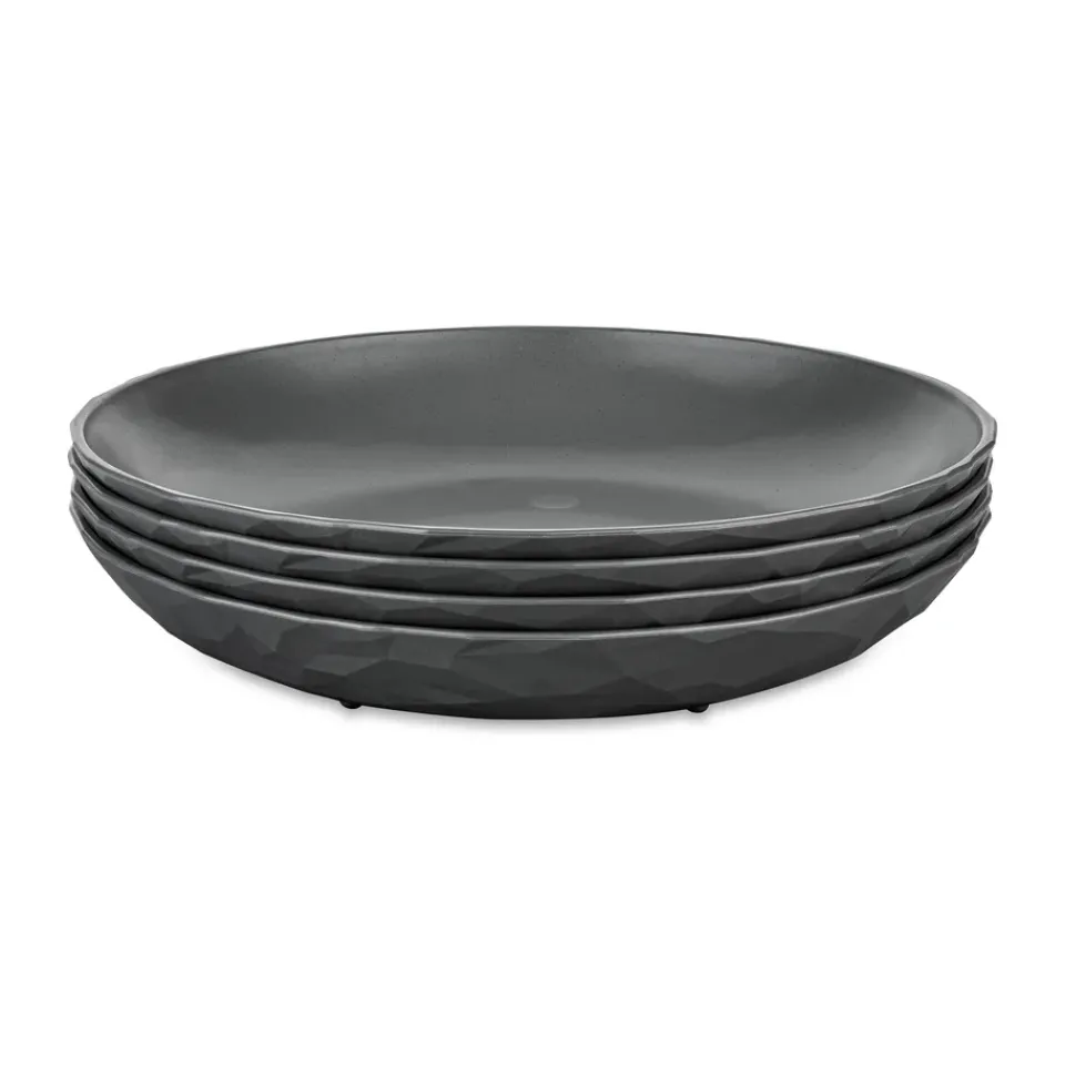 Best Koziol Club deep plate Ø22 cm 4-pack biocircular thermoplastic, Nature ash Grey
