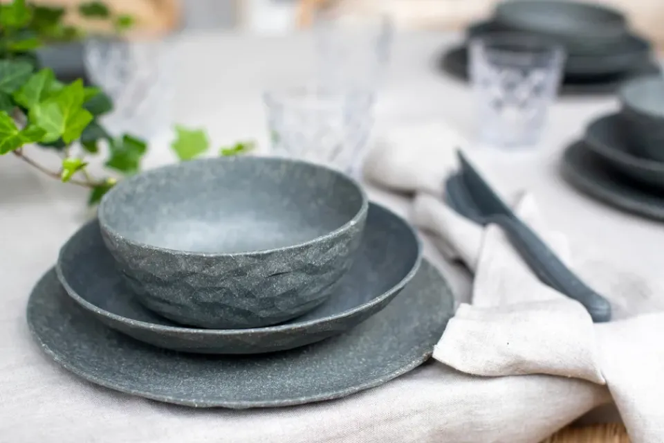 Best Koziol Club deep plate Ø22 cm 4-pack biocircular thermoplastic, Nature ash Grey