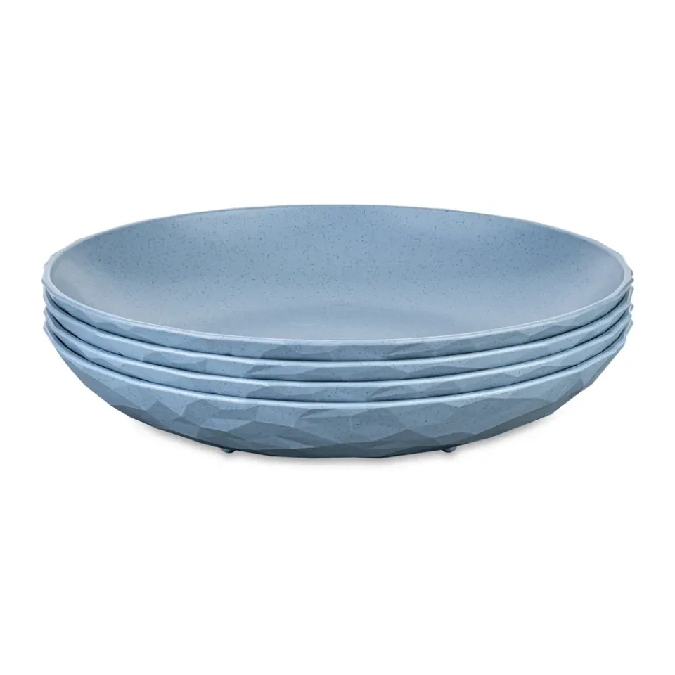 Best Koziol Club deep plate Ø22 cm 4-pack biocircular thermoplastic, Nature flower Blue