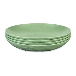 Plastic Plates^Koziol Club deep plate Ø22 cm 4-pack biocircular thermoplastic, Nature leaf Green