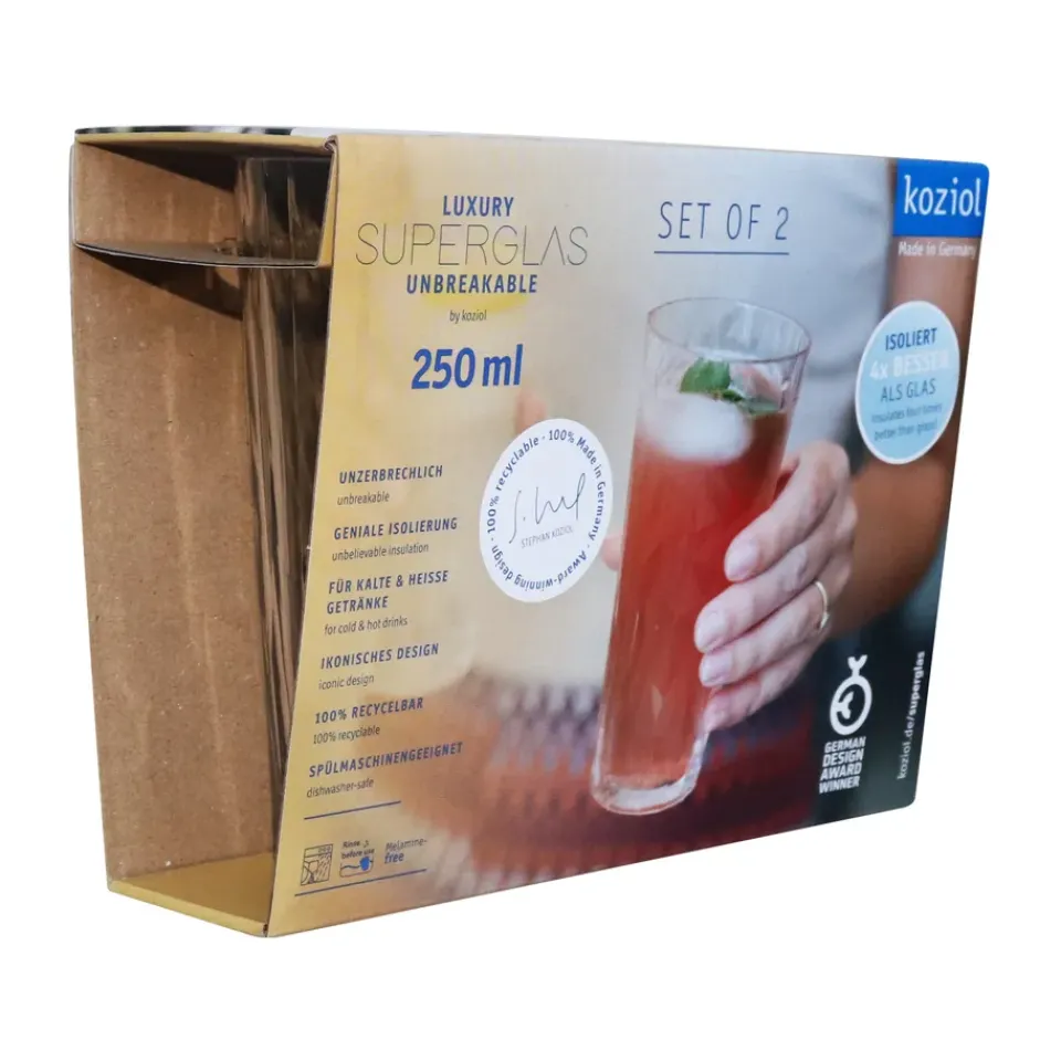 Plastic Glasses|Cocktail & Martini Glasses^Koziol Club No. 19 drinking glass plastic 25 cl 2-pack, Crystal clear Transparent