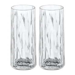 Koziol Club No. 3 long drink glass plastic 25 cl 2-pack, Crystal clear Transparent