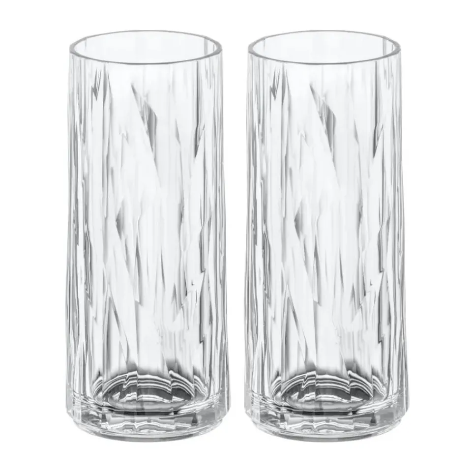Koziol Club No. 3 long drink glass plastic 25 cl 2-pack, Crystal clear Transparent