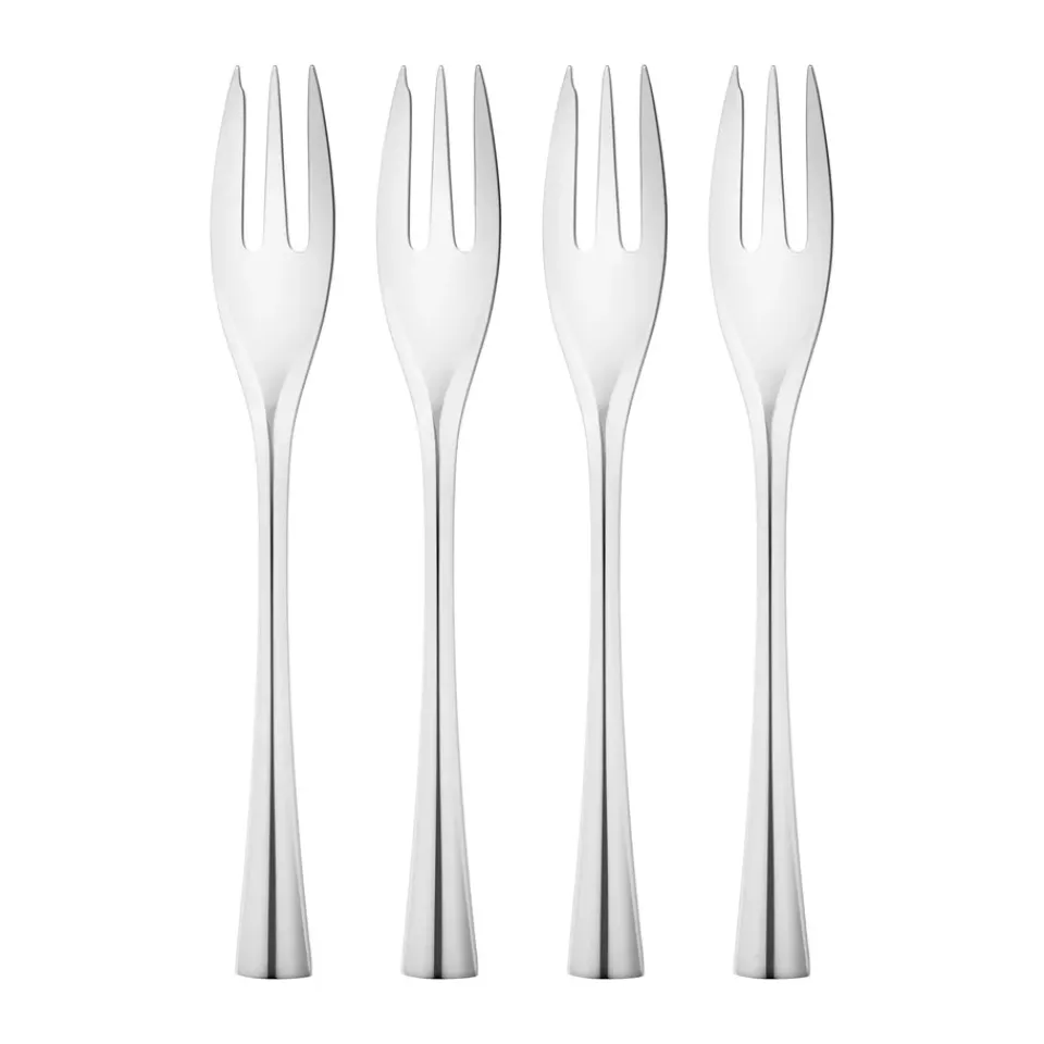 Dessert Cutlery^Georg Jensen Cobra cake fork 4-pack, Stainless steel Silver-coloured