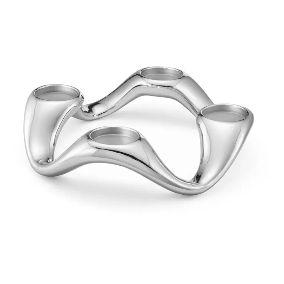 Advent Candle Holders^Georg Jensen Cobra candle sticks Ø33 cm, Stainless steel Silver-coloured
