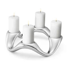 Advent Candle Holders^Georg Jensen Cobra candle sticks Ø33 cm, Stainless steel Silver-coloured