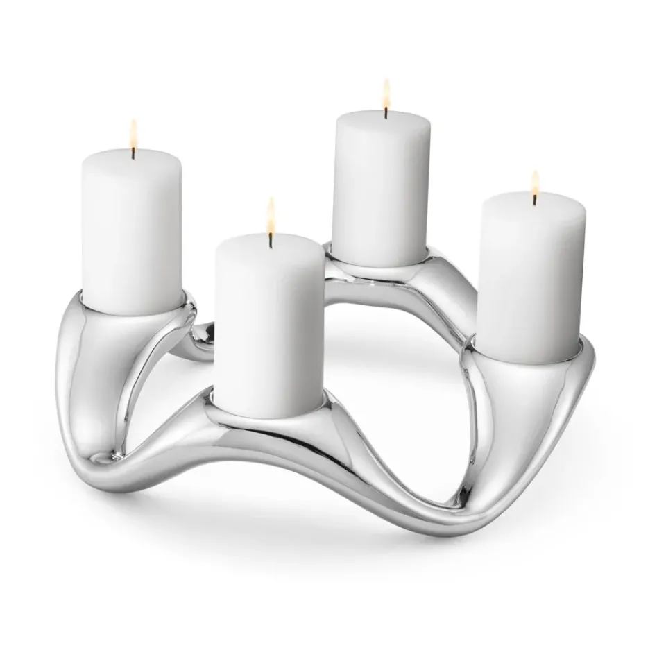 Advent Candle Holders^Georg Jensen Cobra candle sticks Ø33 cm, Stainless steel Silver-coloured