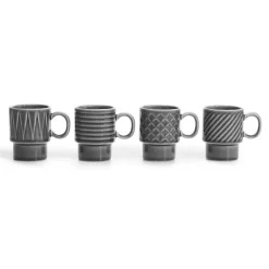Glögg & Mulled Wine Mugs|Espresso Cups^Sagaform Coffee & More espresso cup 4-pack, Grey