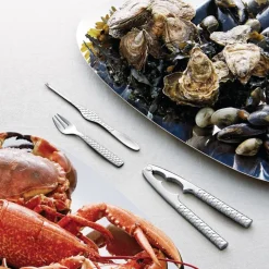 Serving Utensils^Alessi Colombina Fish seafood fork 4-pack, stainless steel Silver-coloured