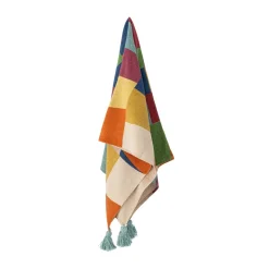 Outlet Bloomingville Colorine cotton throw 160x130 cm, Blue