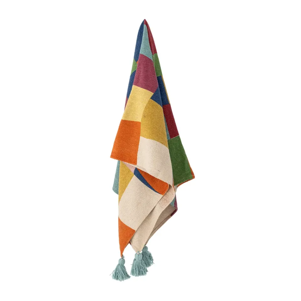 Outlet Bloomingville Colorine cotton throw 160x130 cm, Blue