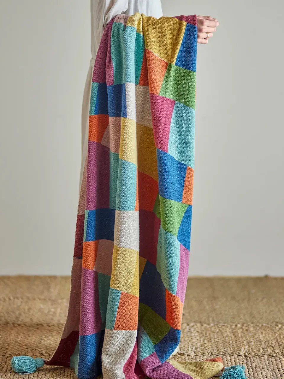 Outlet Bloomingville Colorine cotton throw 160x130 cm, Blue