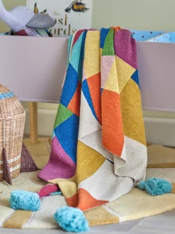 Outlet Bloomingville Colorine cotton throw 160x130 cm, Blue