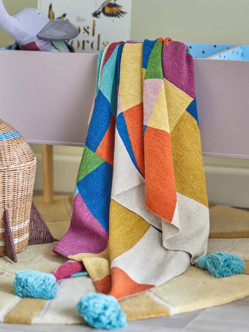 Outlet Bloomingville Colorine cotton throw 160x130 cm, Blue