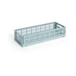 Discount HAY Colour Crate Mini Oblong 13x34.5 cm, Dusty Blue