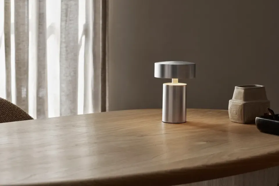 Portable Lighting^Audo Copenhagen Column table lamp portable, Aluminium Silver-coloured