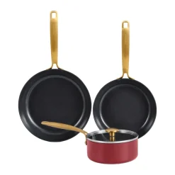 Saucepan Sets^Combekk Element pot and frying pan set 4-piece, Bordeaux RedSilver-colouredGold-coloured