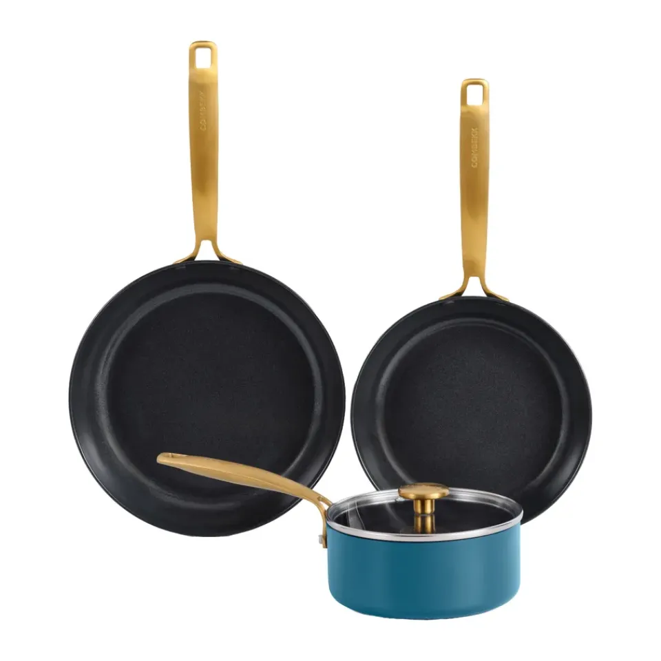 Saucepan Sets^Combekk Element pot and frying pan set 4-piece, Ocean Blue BlueSilver-colouredGold-coloured