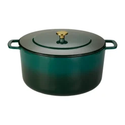 Cast Iron Casserole Pots^Combekk Enameled cast iron pot Ø32 cm, Holly -gold knob Green