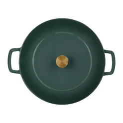 Cast Iron Casserole Pots^Combekk Enameled cast iron pot Ø32 cm, Holly -gold knob Green