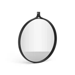 Hot Swedese Comma Mirror round Ø52 cm, Ash oiled Black