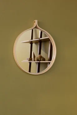 Round Mirrors|Wall Mirrors^Swedese Comma Mirror round Ø40 cm, Ash lackered Beige