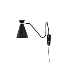 Warm Nordic Cone wall lamp, noir, brass details Black