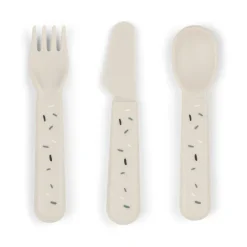 Children's Cutlery^Done by deer Confetti Foodie Cutlery Set 3 Pieces, Sand Beige