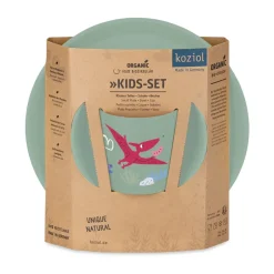 Table Settings & Starter Sets^Koziol Connect children's dinnerware 3 pieces, Dinosaur Green
