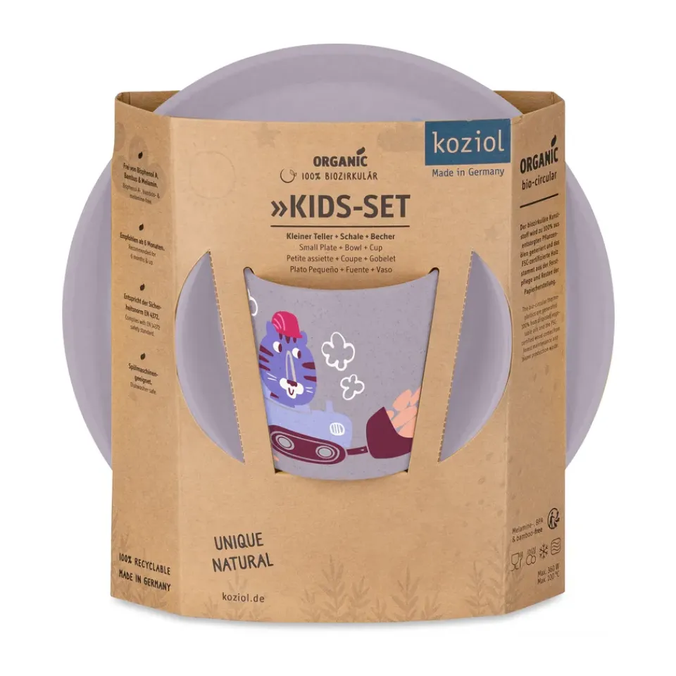 Table Settings & Starter Sets^Koziol Connect children's dinnerware 3 pieces, Trucks Purple