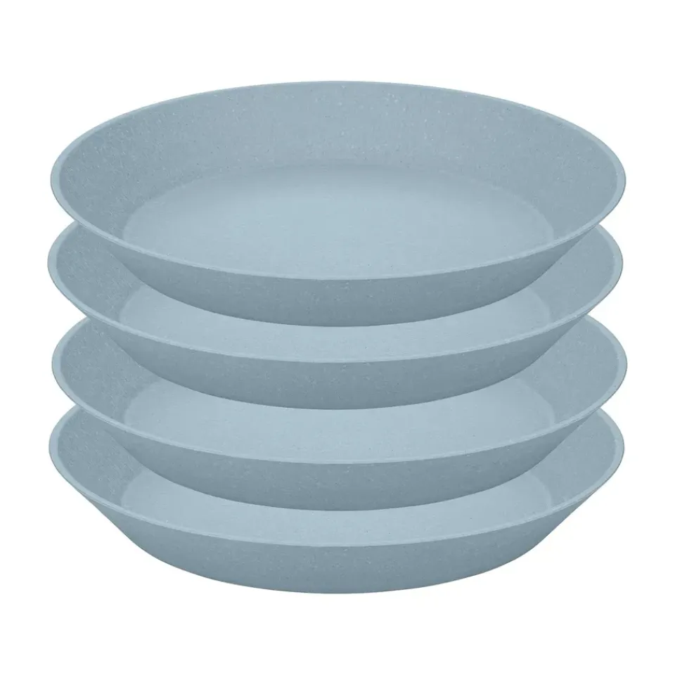 Plastic Plates^Koziol Connect deep plate Ø24 cm 4-pack, Natural flower Blue
