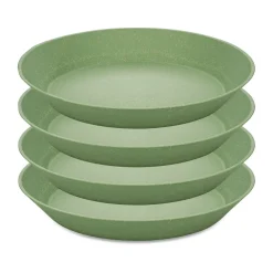 Plastic Plates^Koziol Connect deep plate Ø24 cm 4-pack, Natural leaf Green